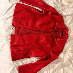 Jones New York Vibrant Red Leather Jacket